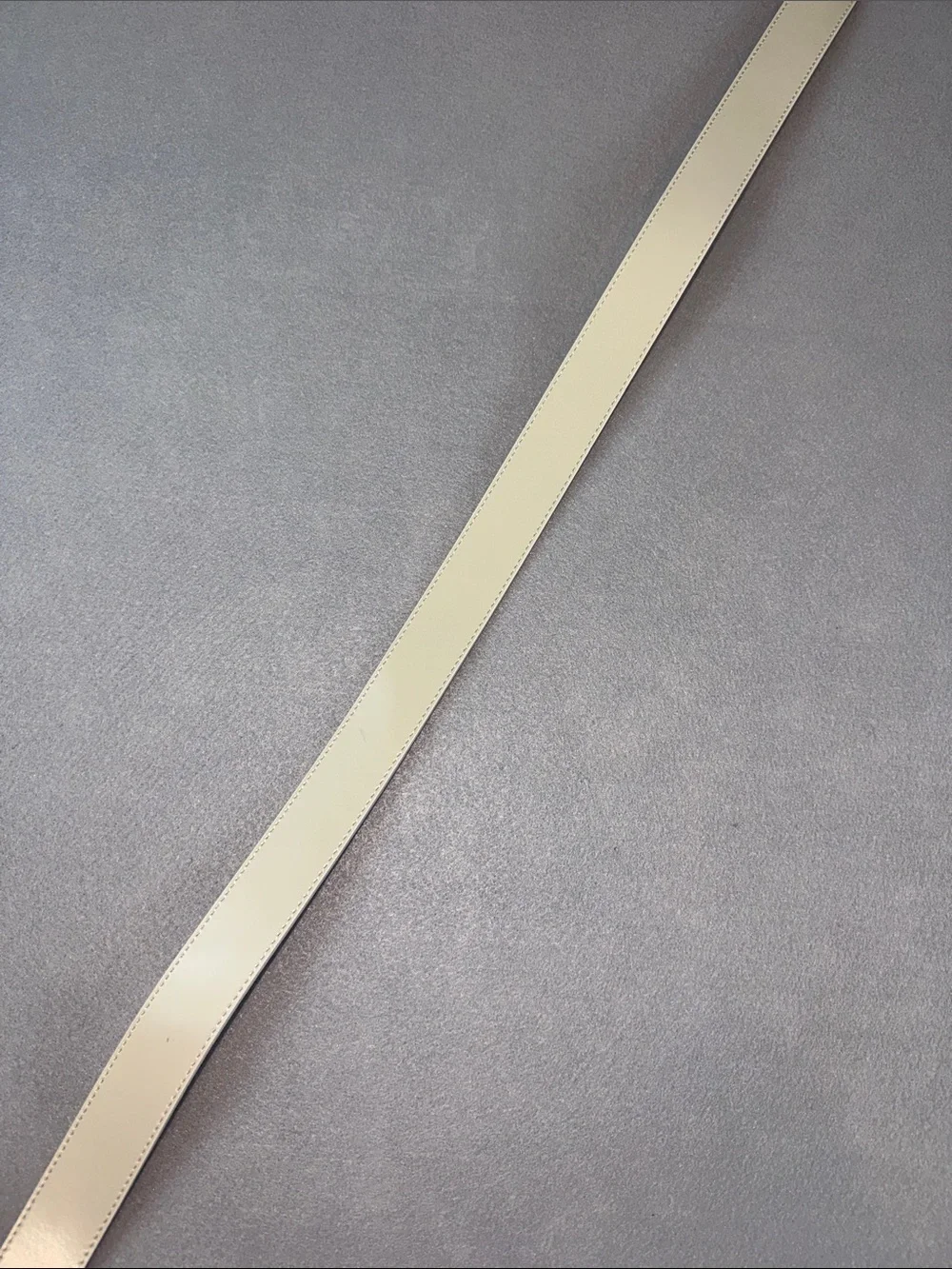 Berge Soft Cream Leather Belt with Brushed Silver Buckle Made in Italy Size M